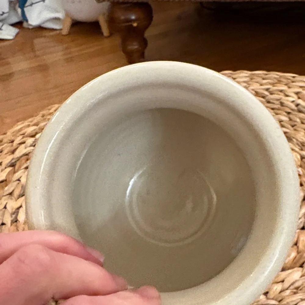 Stoneware Storage Jar with Green Leaf Design